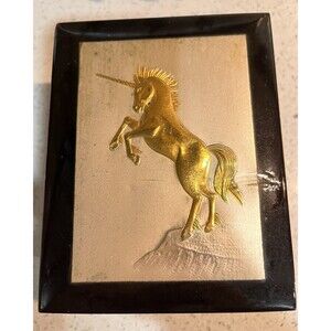 Vintage Westland Co Music Box W/Unicorn Artwork Signed Plays Anniversary Waltz
